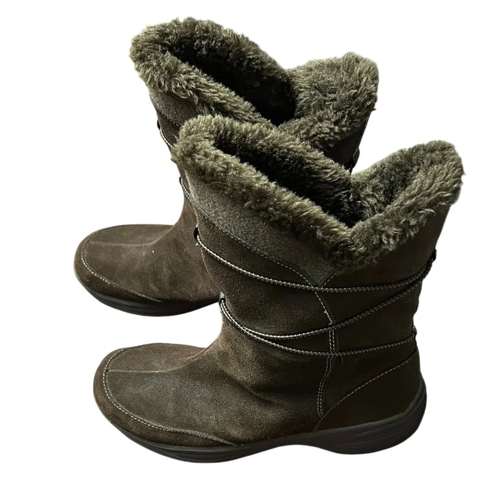 Croft & Barrow Brown Suede Faux Fur Winter Boots Holly Womens Sz‎ 9.5 Medium